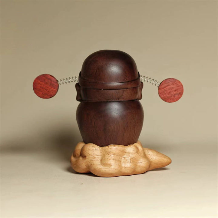 Buddha Stones God Of Wealth Caishen Black Walnut Beech Statue Fu Character Copper Coins Home Decoration - image 2