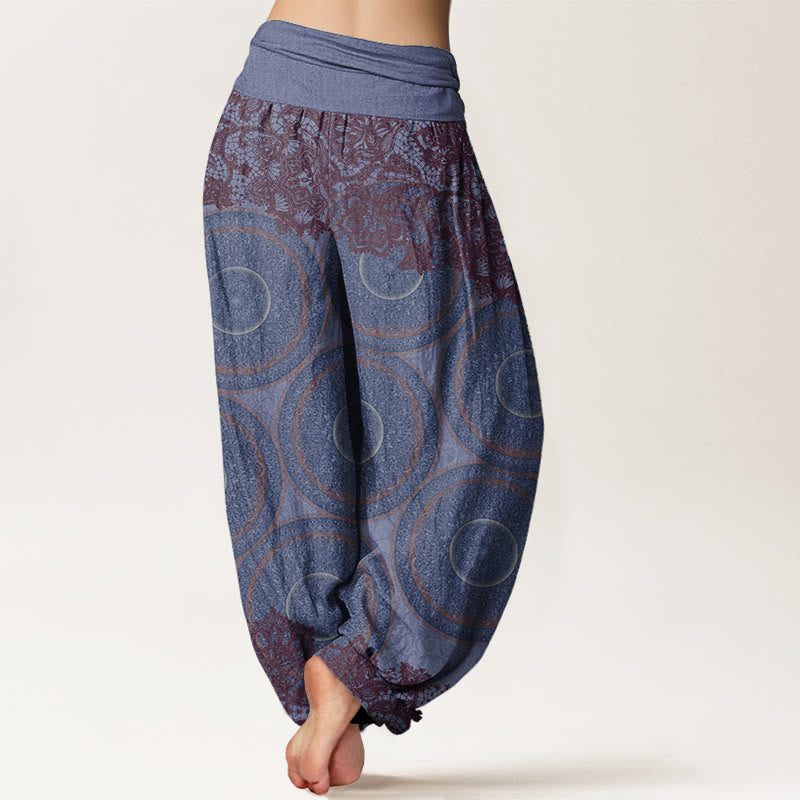 Buddha Stones Pure Cotton Casual Flowers Compass Design Women's Elastic Waist Harem Pants - image 10