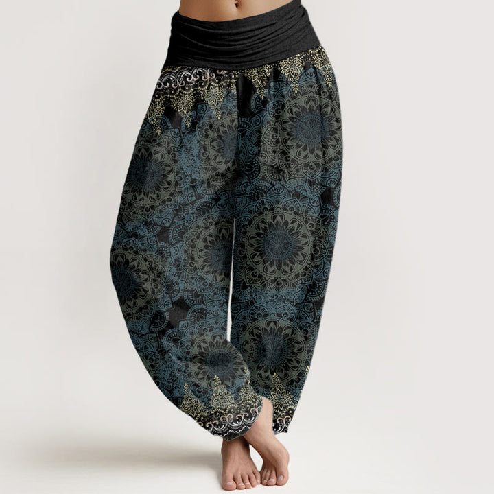 Buddha Stones Pure Cotton Triangular Mandala Patterns Women's Elastic Waist Harem Pants - Black - US22，UK/AU26，EU54 (6XL) - image 17