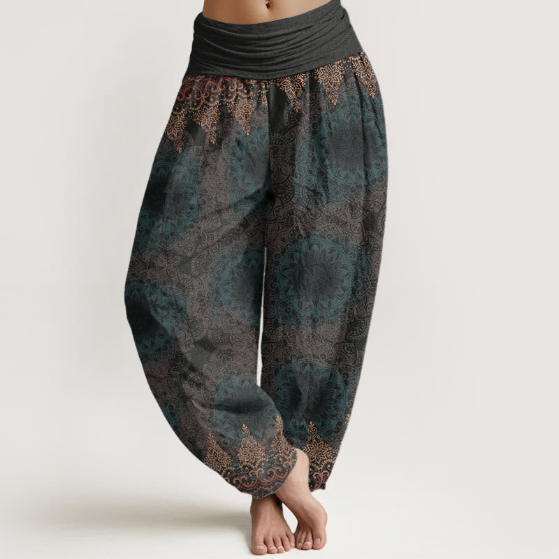 Buddha Stones Pure Cotton Triangular Mandala Patterns Women's Elastic Waist Harem Pants - DimGray - US22，UK/AU26，EU54 (6XL) - image 17