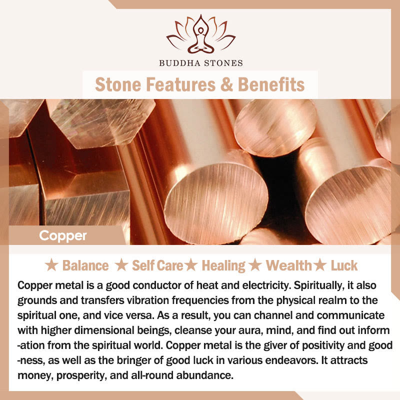 Buddha Stones Distressed Design Copper Luck Bracelet