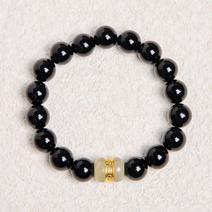 Buddha Stones Natural Black Onyx Jade Support Bracelet