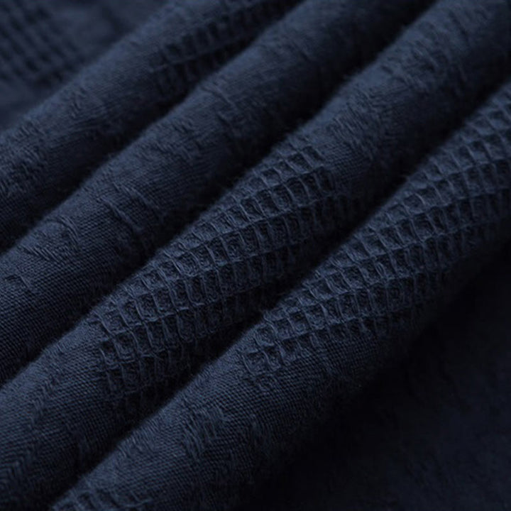 Buddha Stones Ethnic Distressed Jacquard Frog-Button Men's Stand Collar Half Sleeve Cotton Linen Shirt Tai Chi Clothes - image 10