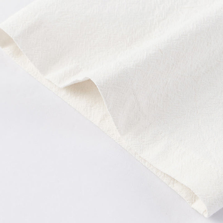 Buddha Stones Casual 2Pcs Pure Color Half Button Design Shirt Drawstring Pants Men's Cotton Linen Meditation Cloth Set With Pockets - image 8