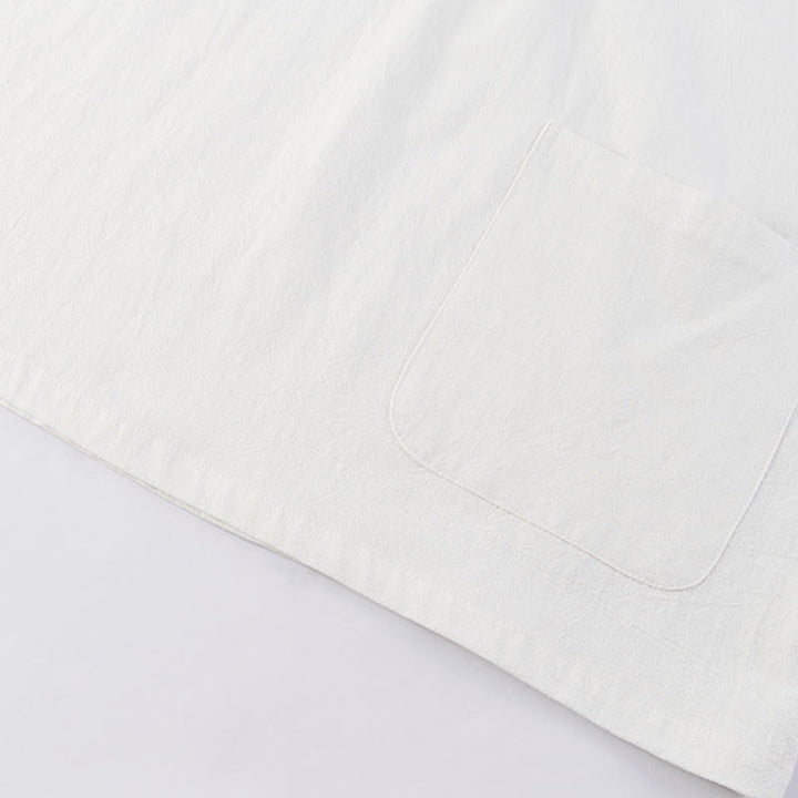 Buddha Stones Casual 2Pcs Pure Color Half Button Design Shirt Drawstring Pants Men's Cotton Linen Meditation Cloth Set With Pockets - image 9