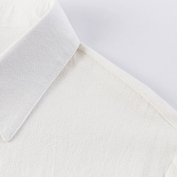 Buddha Stones Casual 2Pcs Pure Color Half Button Design Shirt Drawstring Pants Men's Cotton Meditation Cloth Set With Pockets - image 5