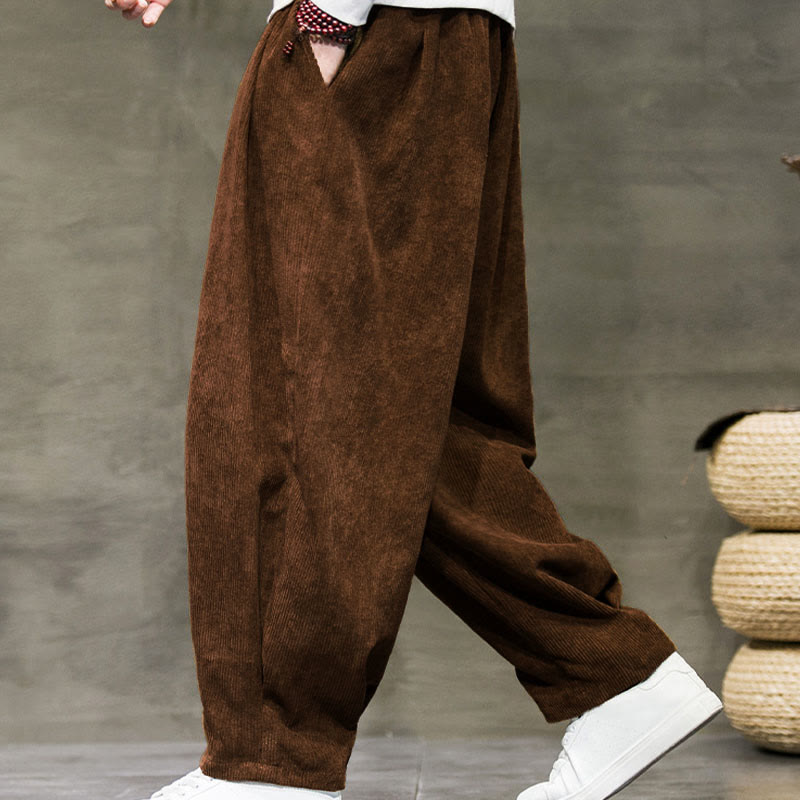 Buddha Stones Casual Plain Cotton Bloomer Men's Pants With Pockets - image 31