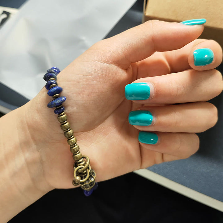 Buddha Stones Vintage Irregular Shape Design Lazurite Positive Bracelet