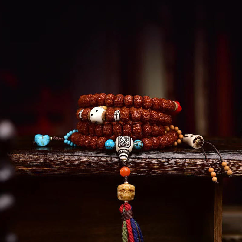 Buddha Stones 108 Beads Rudraksha Bodhi Seed Wealth Tassel Mala