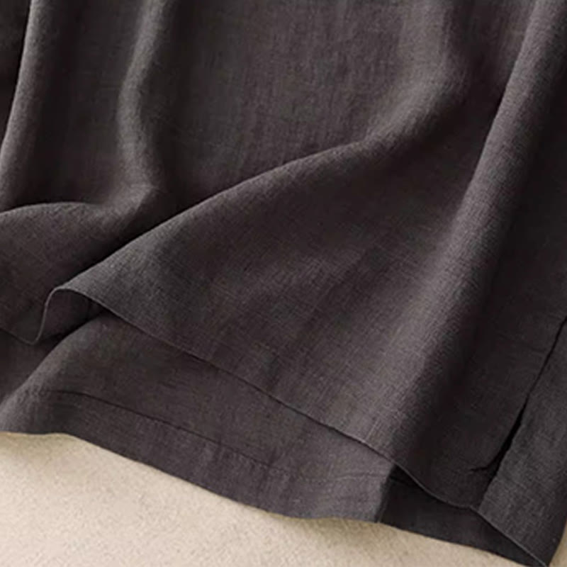 Buddha Stones Casual Pure Color Embroidery Patchwork Design Sleeveless Crew Neck Women's Cotton Linen Vest - image 17