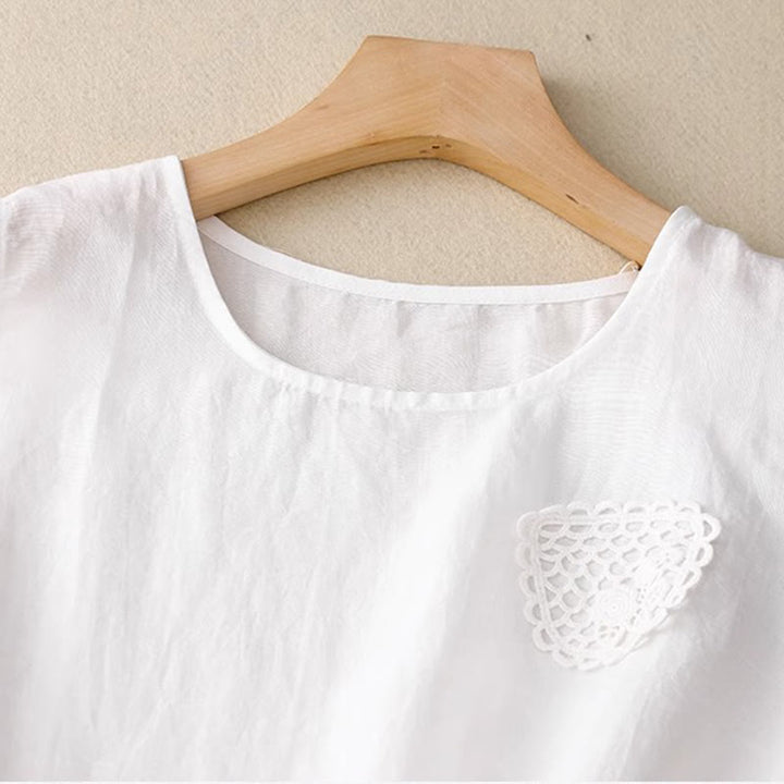 Buddha Stones Casual Pure Color Embroidery Patchwork Design Sleeveless Crew Neck Women's Cotton Linen Vest - image 20