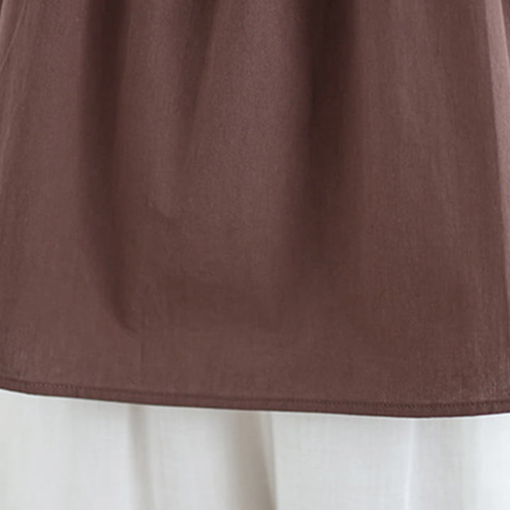 Buddha Stones Summer Artistic Solid Color Pleated Crew Neck Design Women's Cotton Linen  Vest - image 8