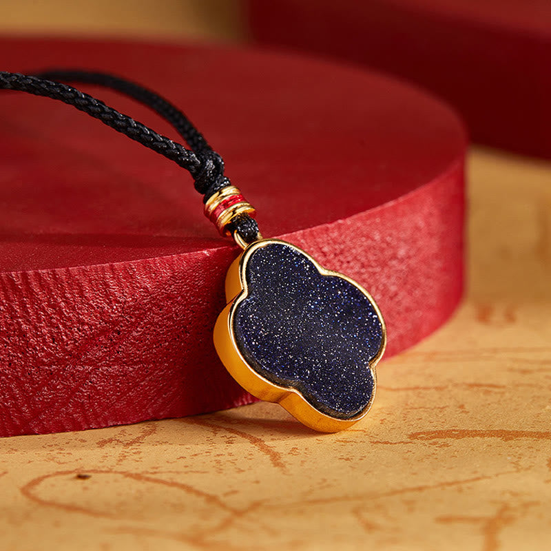 Buddha Stones 925 Sterling Silver Plum Blossom Cat Four Leaf Clover Blessing Necklace Pendant - image 3