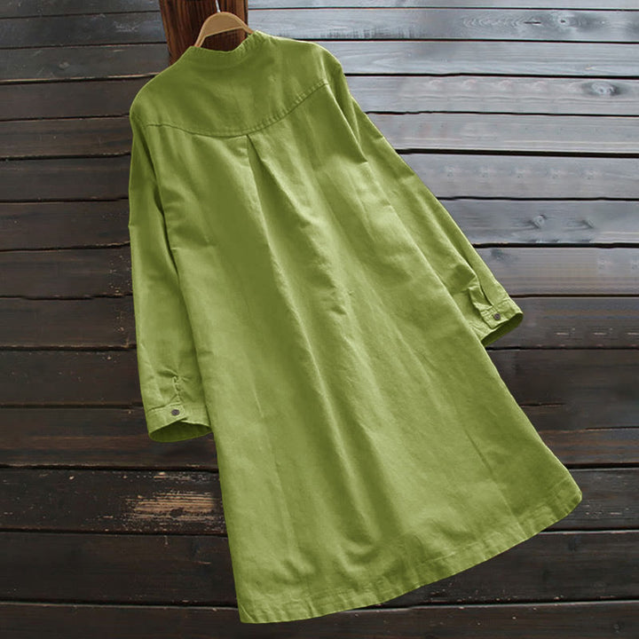 Buddha Stones Solid Buttons Long Sleeve Women's Shirt With Pockets - image 9