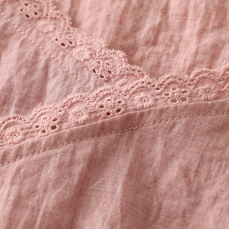 Buddha Stones Vintage Side Lace-up Splicing Lace V-neck Sleeveless Women's Cotton Linen Vest - image 2