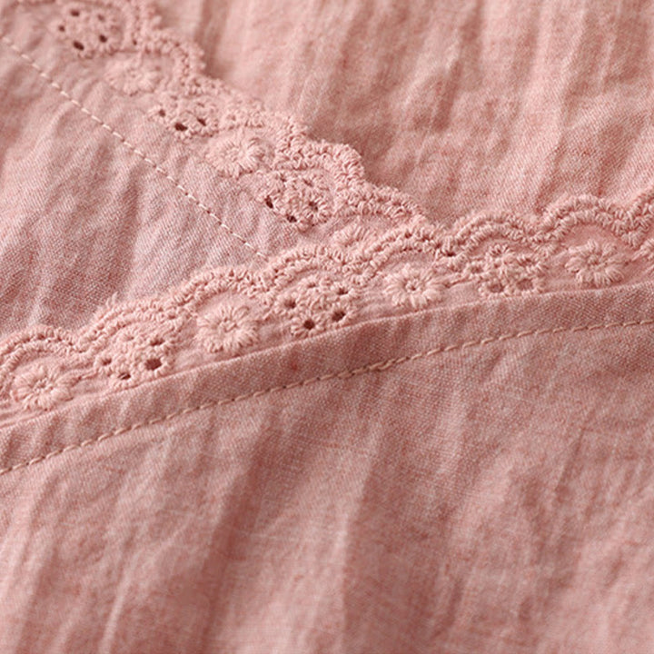 Buddha Stones Vintage Side Lace-up Splicing Lace V-neck Sleeveless Women's Cotton Linen Vest - image 2