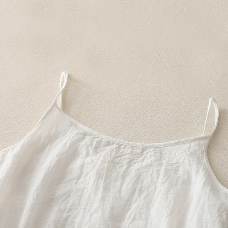 Buddha Stones Vintage Side Lace-up Splicing Lace V-neck Sleeveless Women's Cotton Linen Vest - image 6
