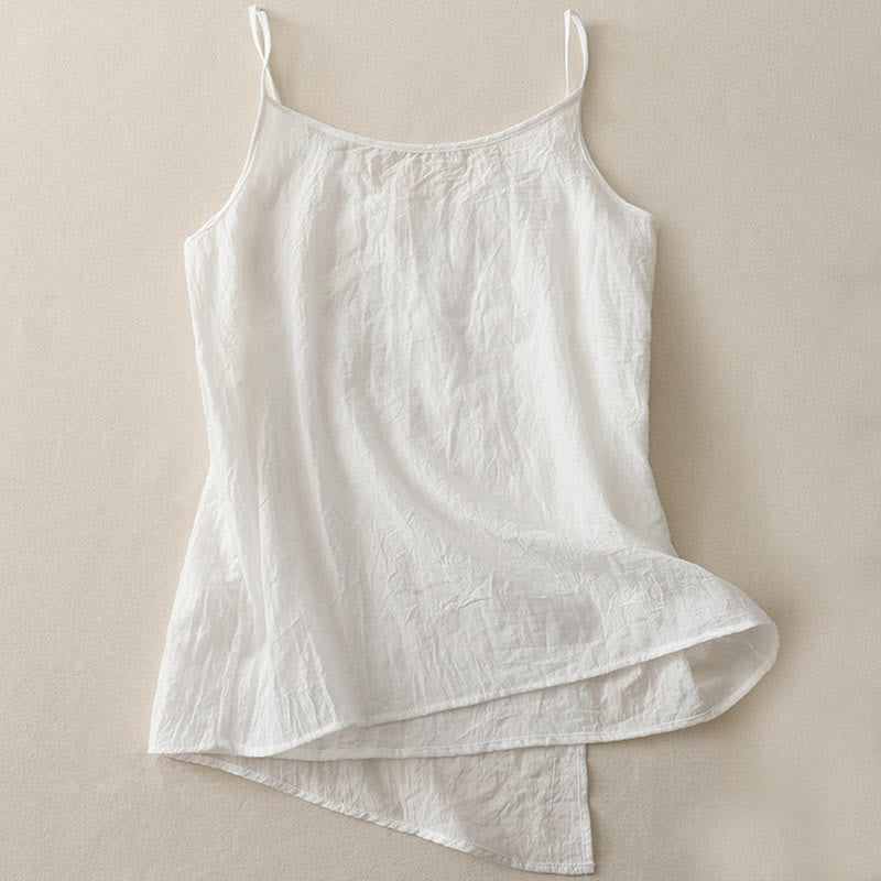 Buddha Stones Vintage Side Lace-up Splicing Lace V-neck Sleeveless Women's Cotton Linen Vest - image 5