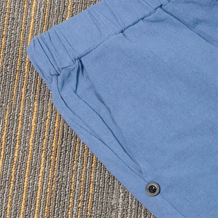 Buddha Stones Casual Pure Color Hollow Button Cuff Design Women's Cotton Linen Pants With Pockets - image 40