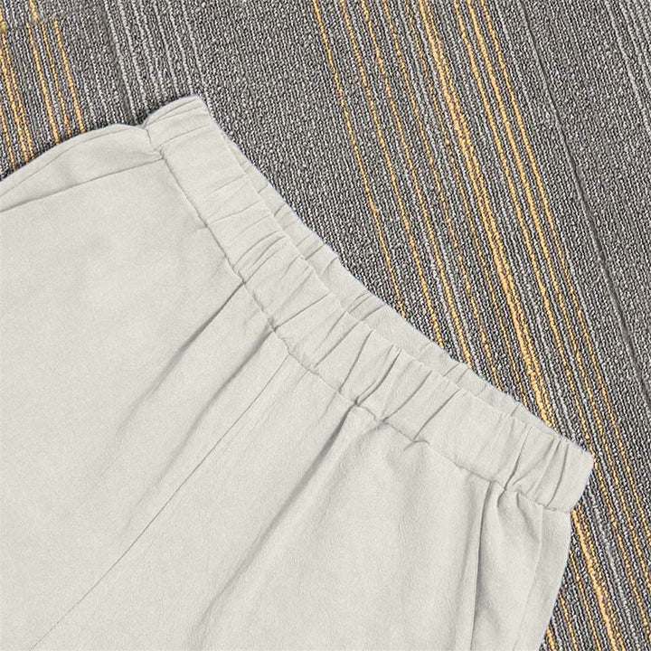 Buddha Stones Casual Pure Color Hollow Button Cuff Design Women's Cotton Linen Pants With Pockets - image 27