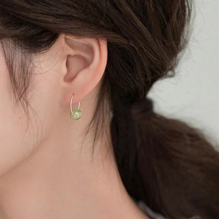 Buddha Stones 925 Sterling Silver Hetian Jade Bead Luck Earrings - image 2