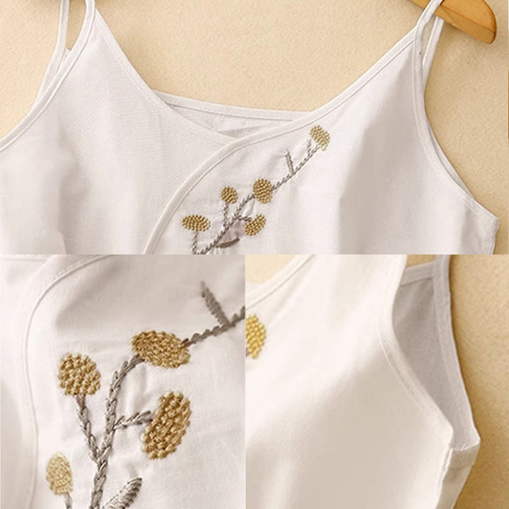 Buddha Stones Ethnic Embroidery Asymmetrical Design Women's Cotton Linen Sleeveless Vest - image 9