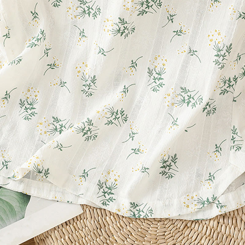 Buddha Stones Retro Printing Floral Plant Pattern Chinese Frog-Button Design Women's Cotton Sleeveless Vest - image 9