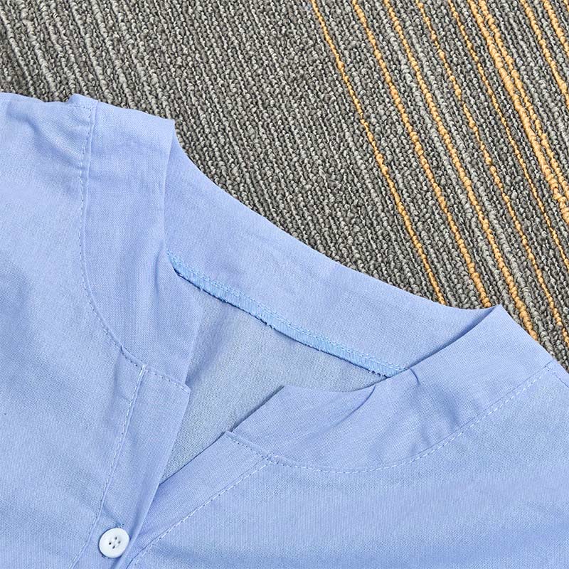 Buddha Stones Casual Plain Button Notched Collar Women's Short Sleeve Shirt - image 8