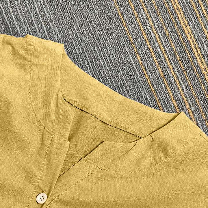 Buddha Stones Casual Plain Button Notched Collar Women's Short Sleeve Shirt - image 12