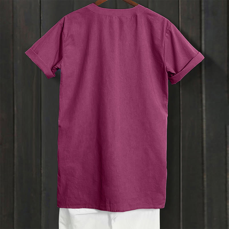 Buddha Stones Casual Plain Button Notched Collar Women's Short Sleeve Shirt - image 21