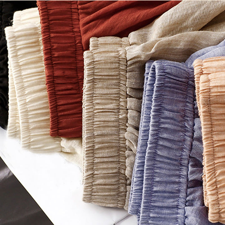 Buddha Stones Spring Casual Solid Color Pleated Women's Cotton Linen 7-8 Length Ruffle Skirt - image 30