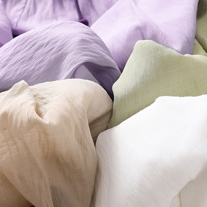 Buddha Stones Casual Contrasting Color Pleated Lace-Up Design Women's Cotton Linen 7-8 Length Skirt - image 35