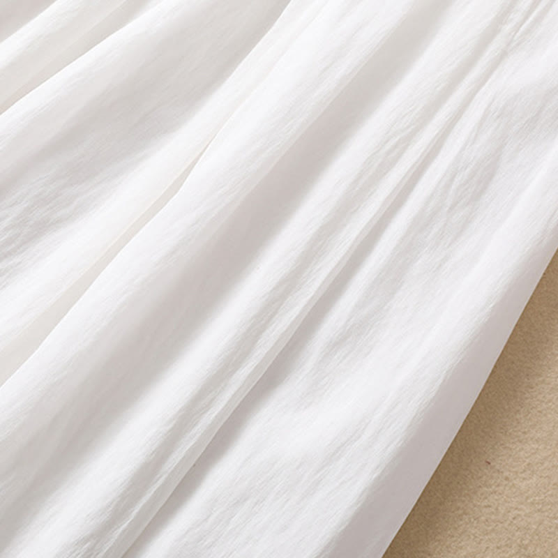 Buddha Stones Casual Contrasting Color Pleated Lace-Up Design Women's Cotton Linen 7-8 Length Skirt - image 14