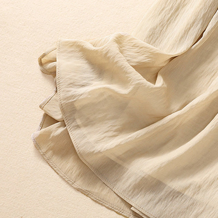 Buddha Stones Casual Contrasting Color Pleated Lace-Up Design Women's Cotton Linen 7-8 Length Skirt - image 7