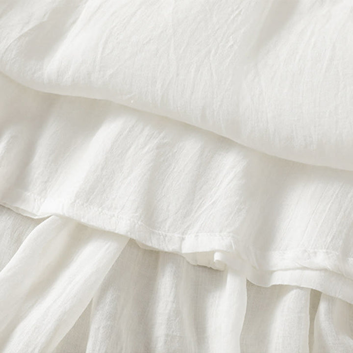 Buddha Stones Summer Plain Drawstring Lace Patchwork Design Women's Cotton Linen 7-8 Length Skirt - image 18