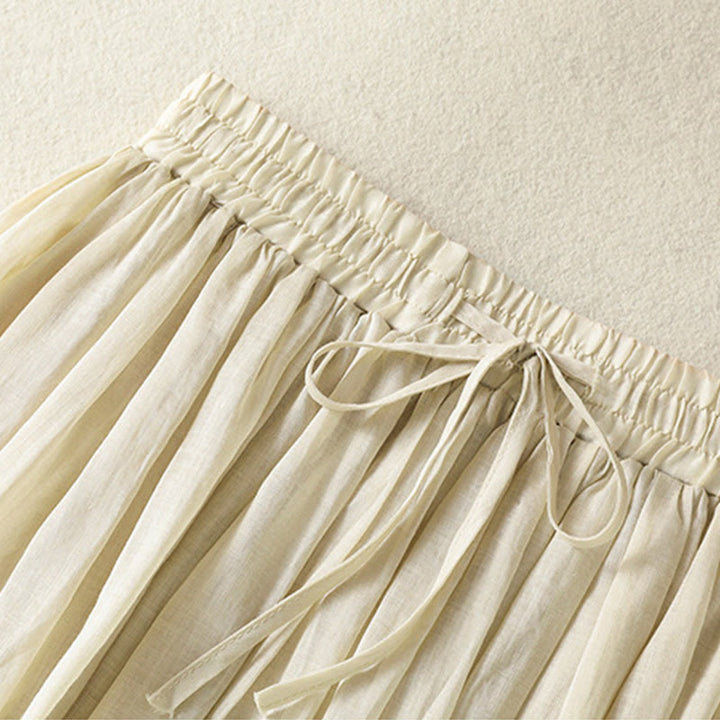 Buddha Stones Summer Plain Drawstring Lace Patchwork Design Women's 7-8 Length Skirt - image 31