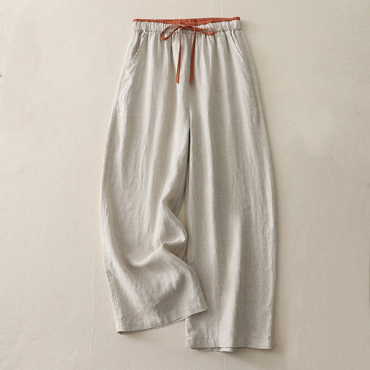Buddha Stones Casual Colorblock Drawstring Women's Wide Leg Pants With Pockets - Beige - US14，UK/AU18，EU46 (3XL) - image 15