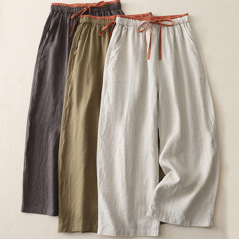 Buddha Stones Casual Colorblock Drawstring Women's Wide Leg Pants With Pockets - image 21