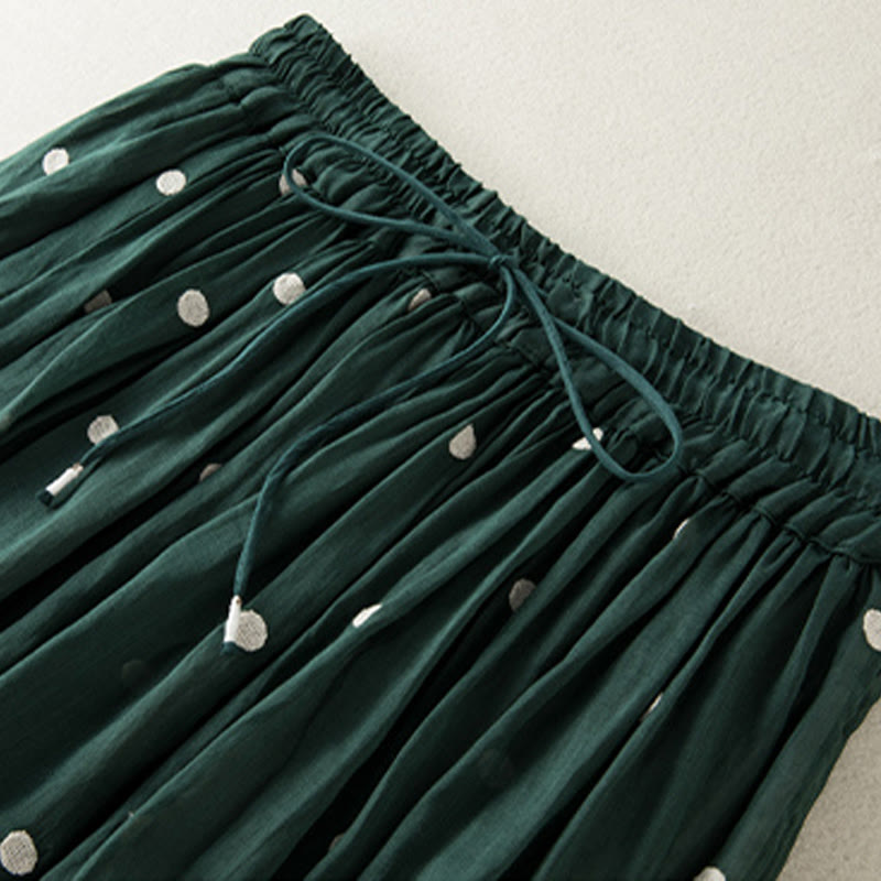 Buddha Stones Artistic Vintage Dot Pattern Women's Pleated Skirt - image 11