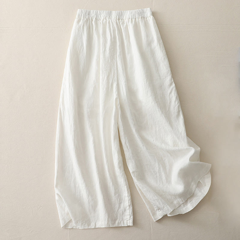 Buddha Stones Casual Plain Tucker Pleats Elastic Women's Polyester Wide Leg Pants With Pockets - image 5