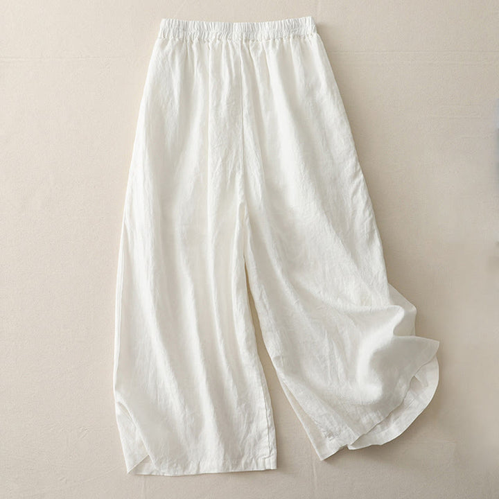 Buddha Stones Casual Plain Tucker Pleats Elastic Women's Polyester Wide Leg Pants With Pockets - image 5