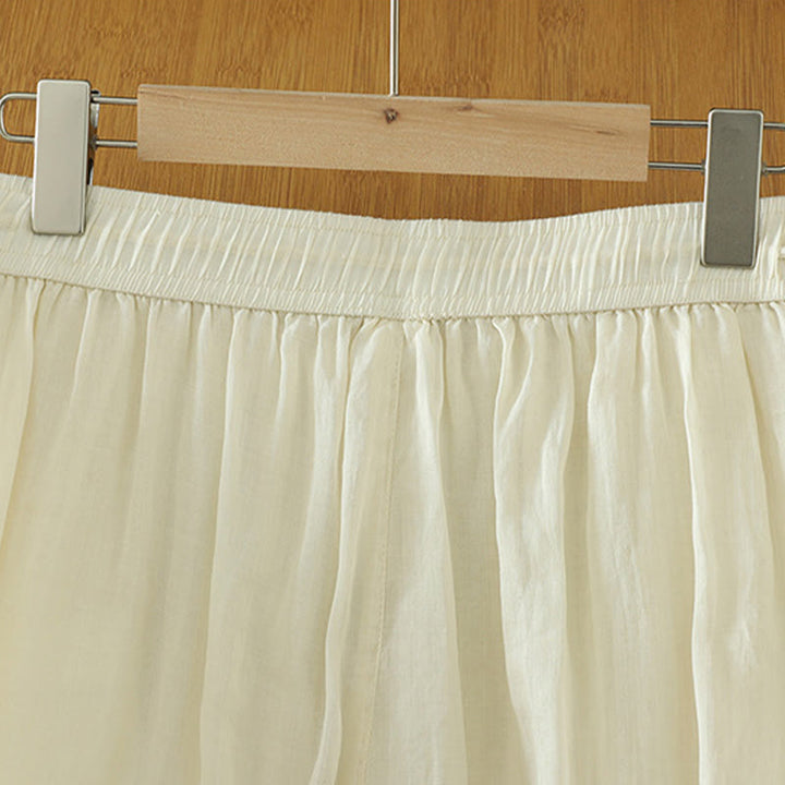 Buddha Stones Casual Plain Lined Ribbon Elastic Women's Polyester Wide Leg Pants With Pockets - image 3