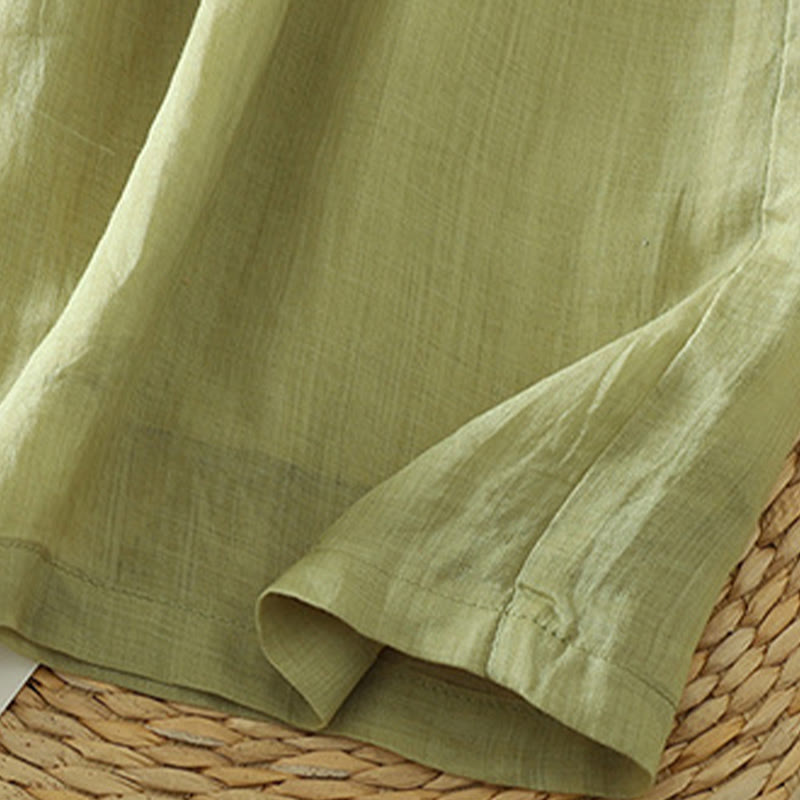 Buddha Stones Casual Plain Lined Ribbon Elastic Women's Polyester Wide Leg Pants With Pockets - image 13