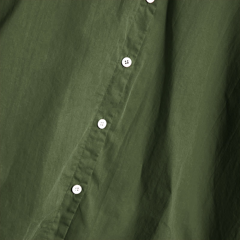 Buddha Stones Summer Casual Plain Breasted Notched Collar Short Sleeve Women's Cotton Linen Shirt - image 22