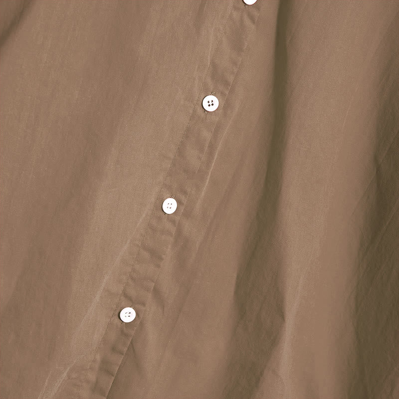 Buddha Stones Summer Casual Plain Breasted Notched Collar Short Sleeve Women's Cotton Linen Shirt - image 58