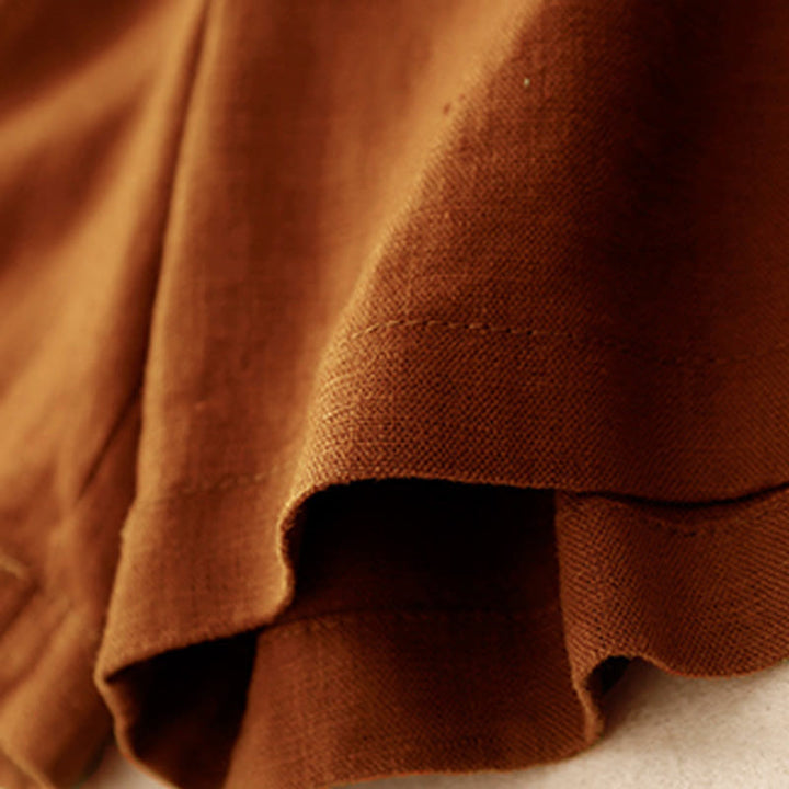 Buddha Stones Summer Casual Pleat Plain Cotton Linen Women's Shorts With Pockets - image 2