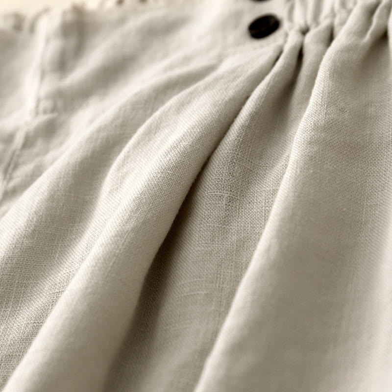 Buddha Stones Summer Casual Pleat Plain Cotton Linen Women's Shorts With Pockets - image 20