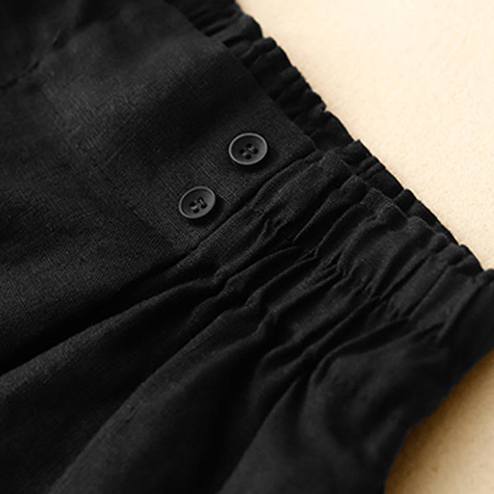 Buddha Stones Summer Casual Pleat Plain Cotton Linen Women's Shorts With Pockets - image 27