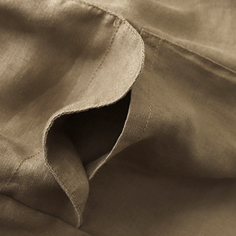 Buddha Stones Summer Casual Plain Cotton Linen Women's Elasti Straight Shorts With Pockets - image 1