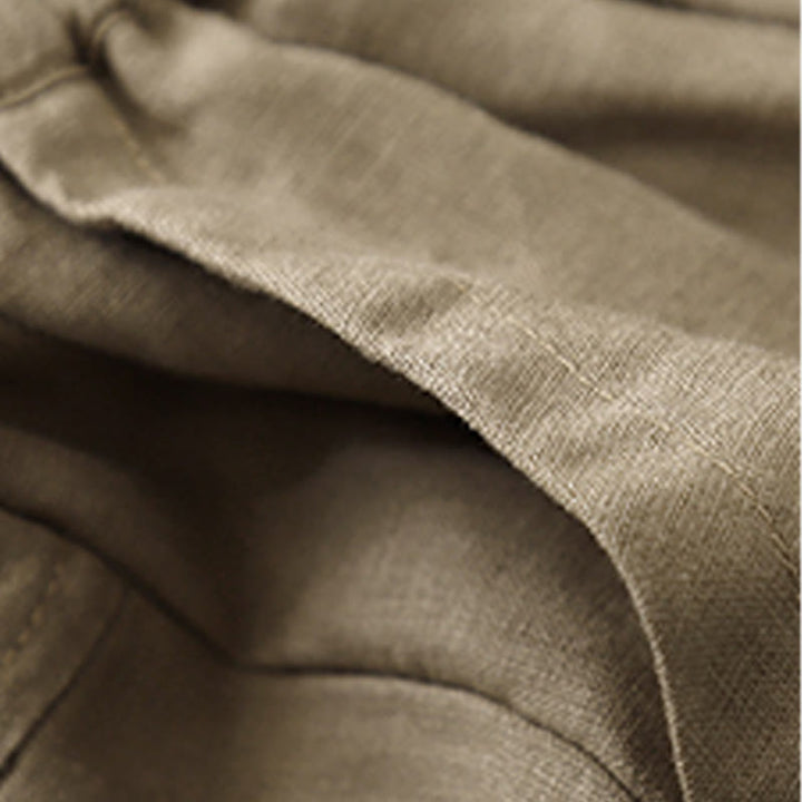 Buddha Stones Summer Casual Plain Cotton Linen Women's Elasti Straight Shorts With Pockets - image 3